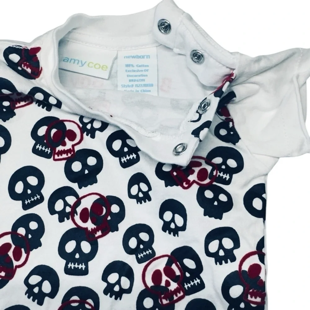 💀 Amy Coe “Bad Boy” Skull Print Baby Bodysuit – Newborn Size 🍼